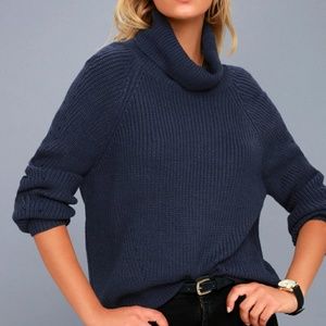 BCBG cow neck blue sweater